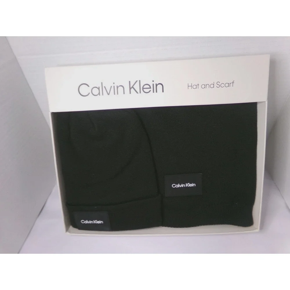 CALVIN KLEIN 2 PC SCARF AND HAT SET~BLACK~OS~MSRP $98